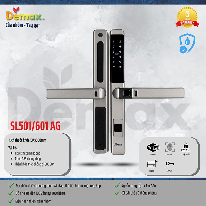 Khóa thông minh chống nước Demax SL501 AG