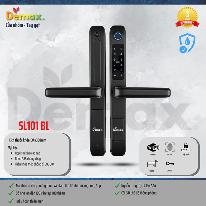 Khóa thông minh Demax SL101 BL - APP WIFI