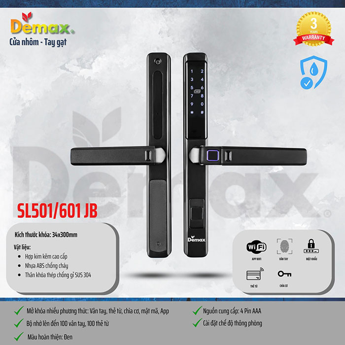 Khóa thông minh Demax SL601 JB - App wifi