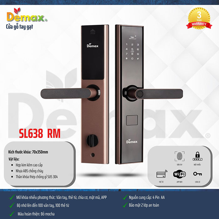 Khóa thông minh Demax SL638 RM - APP