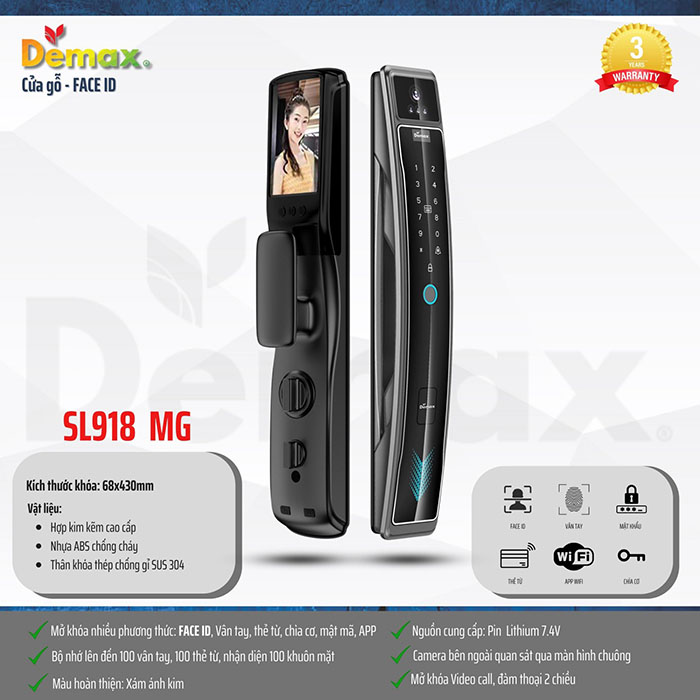 Khóa thông minh Demax SL918 MG